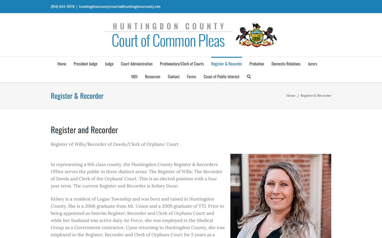 Huntingdon County Register of Wills marriage license page