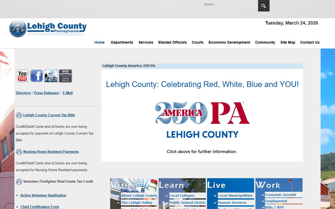 Lehigh County Pennsylvania homepage for marriage license information