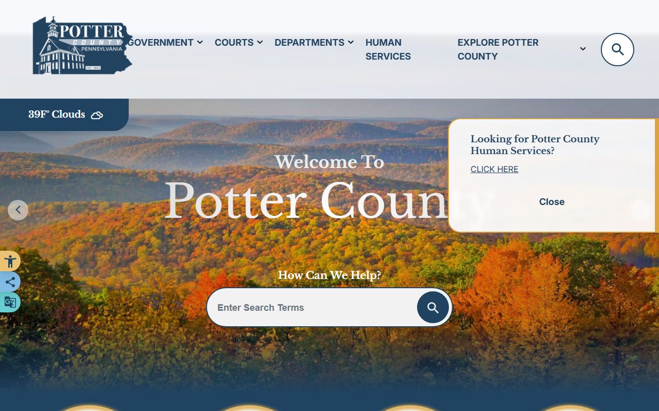 Potter County Pennsylvania official homepage for marriage license information